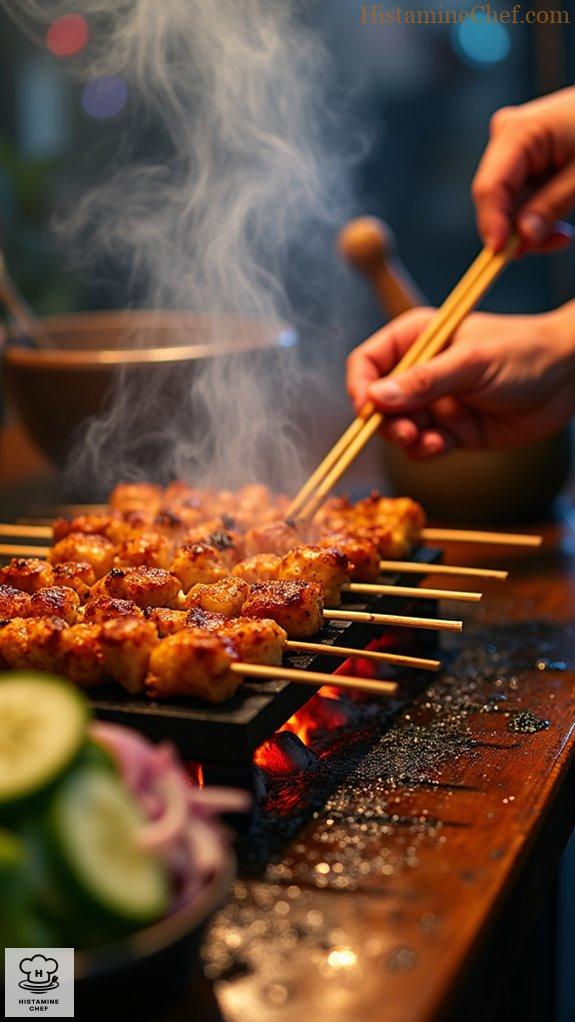 charcoal grilled chicken skewers
