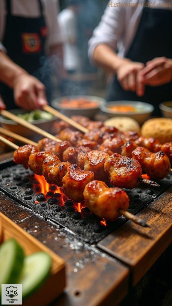 smoky charred satay skewers