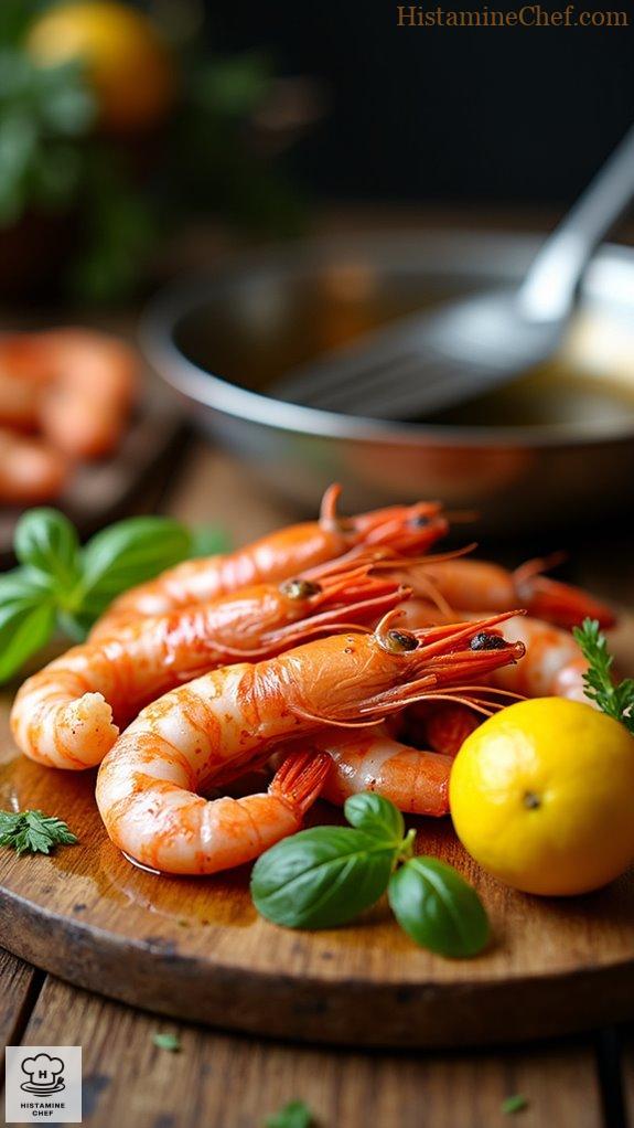grill prawns with herbs